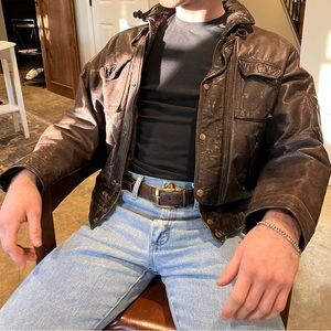 Vintage 1980s American Eagle leather field bomber